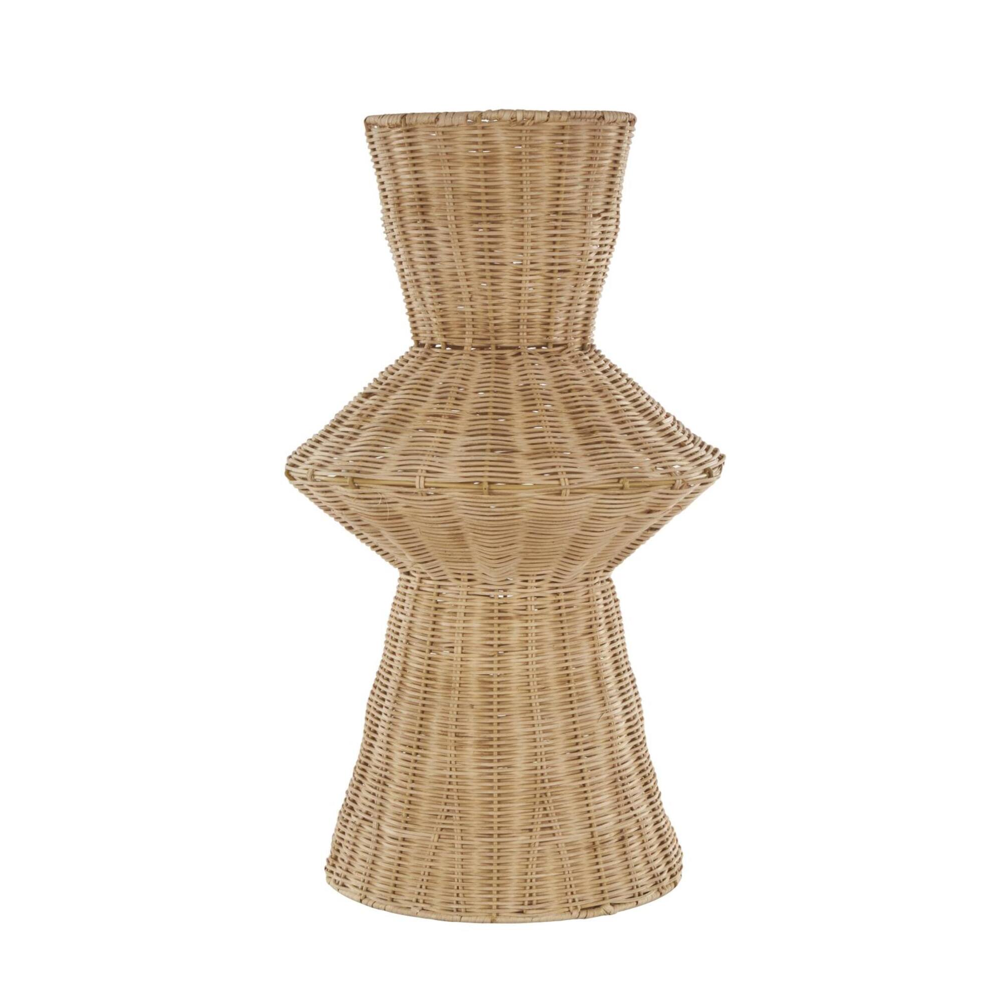 18" Brown Rattan Handmade Woven Tapered & Fluted Vase